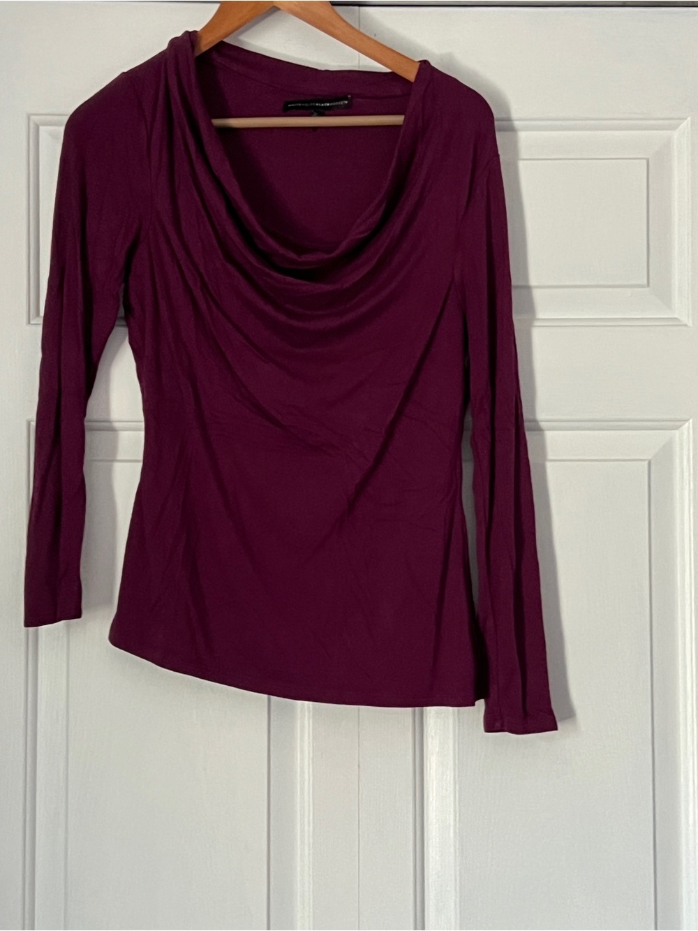 White House Black Market Long Sleeve Cowl Neck Top - Plum
